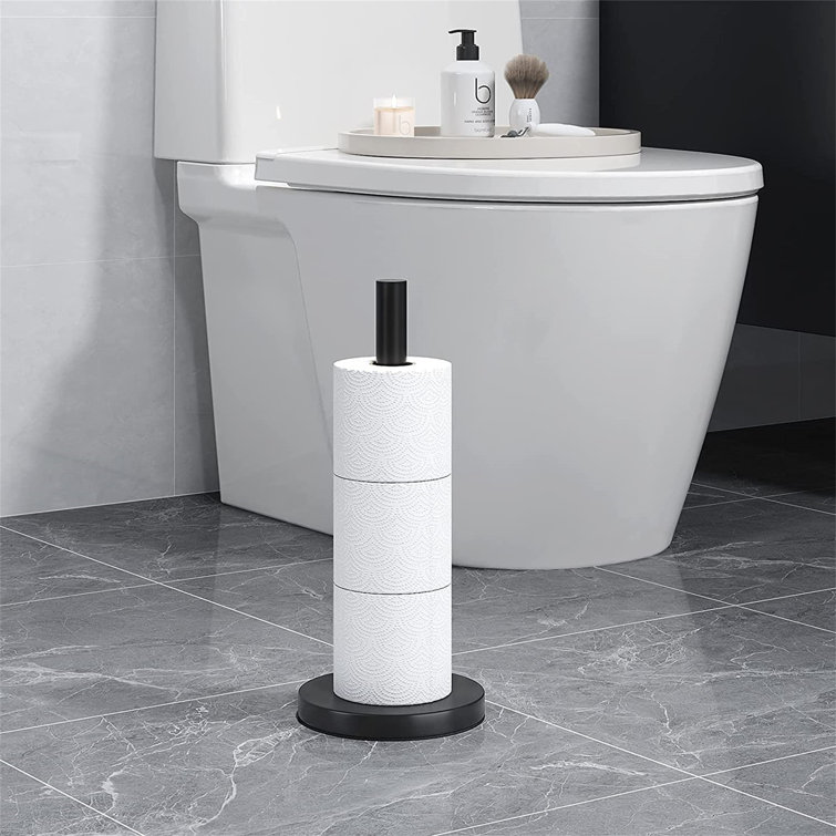 Toilet Paper Holder Stand With Brush - Freestanding Toilet Tissue Paper  Roll Holder With Brush Holder For Bathroom, Stainless Steel, No Drilling,  Silver