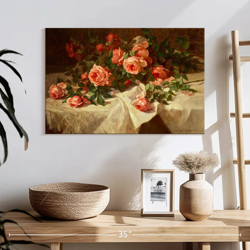 Harnek roses rouges sur dentelle blanche