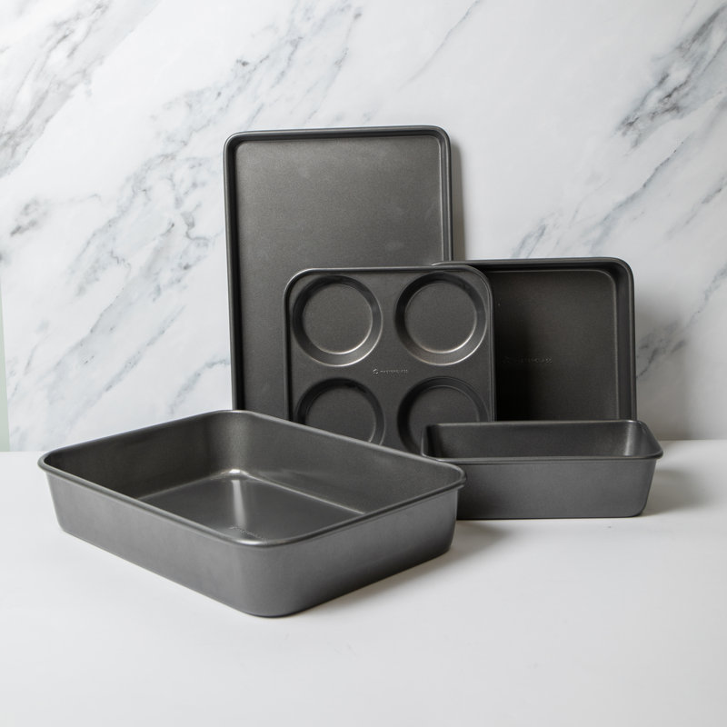 MasterClass 5 Piece Bakeware Set, Roasting Pan, Baking Trays, Loaf Tin and Yorkshire Pudding Pan