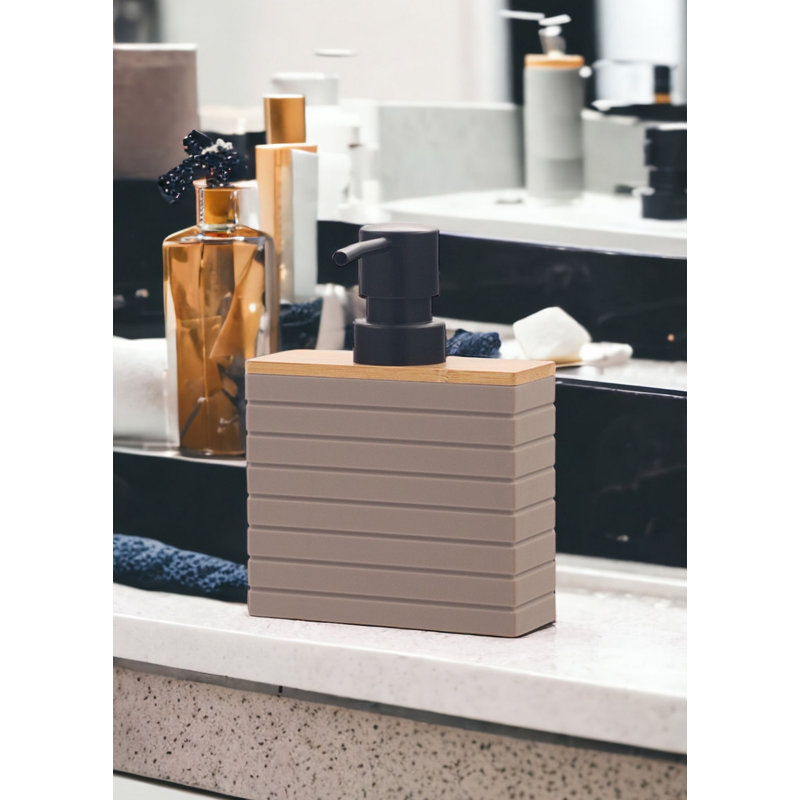 Elegant Brown Soap Dispenser, 4 x 10 x 15 cm (1.6 x 3.9 x 5.9 inches) | 100% Polyresin, Durable and Stylish | Perfect for Bathroom & Kitchen Decor, Easy to Clean and Maintain, Enhances Any Space