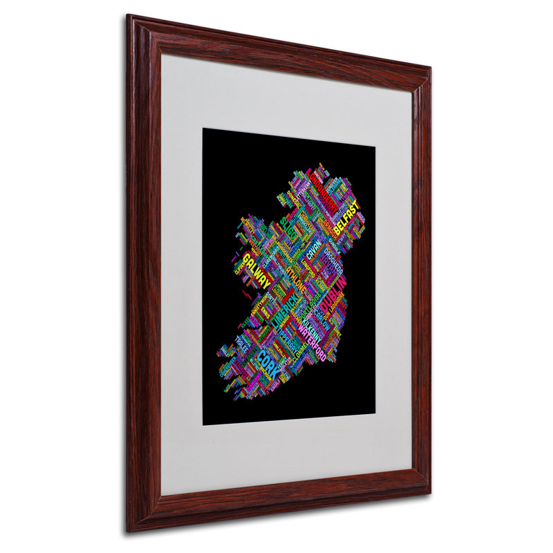 « ireland v » par michael tompsett, art textuel encadré, H 20 po x l 16 po x P 0,5 po, Brun - Biseautée