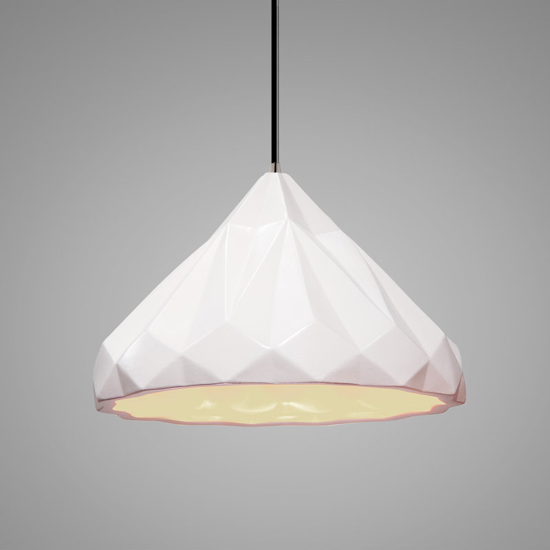 Luminaire suspendu géométrique 1 lumière Cattier, Nickel brossé, Blanc brillant