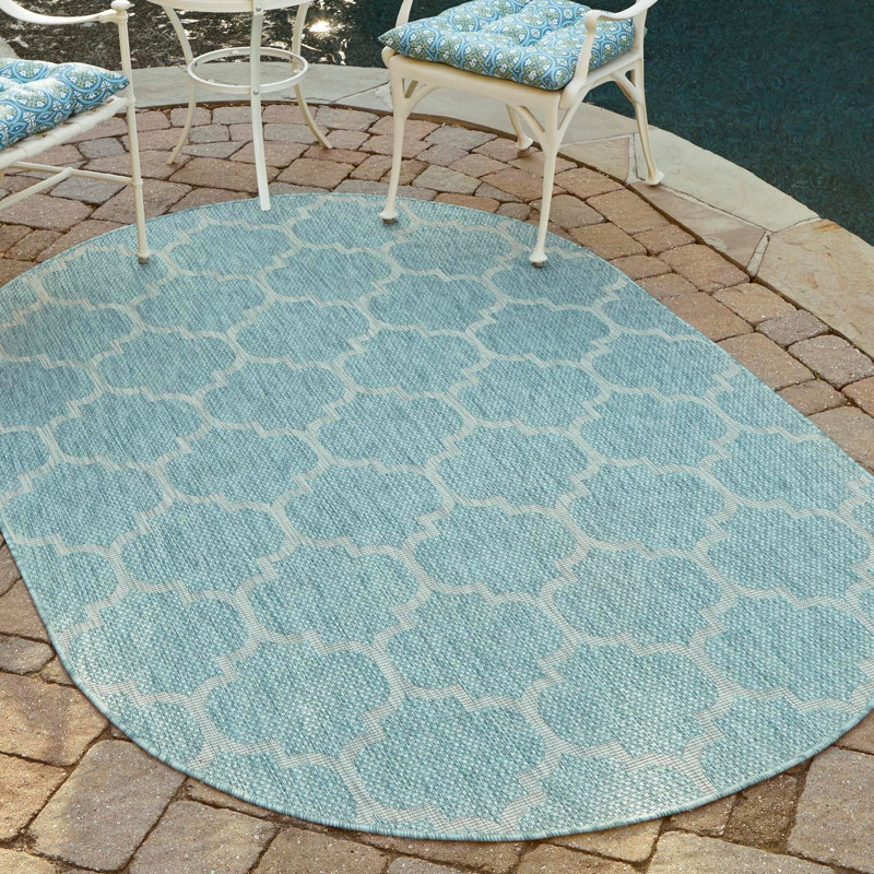 Bartonsville Geometric Indoor / Outdoor Rug, Oval 5' x 8'