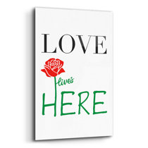 Love Lives Here Print Pink and Red Print Wedding Gift Wall 