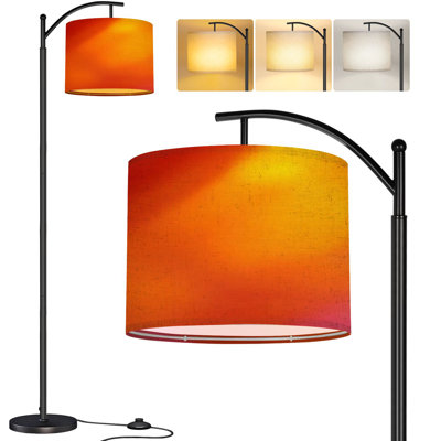 Lampe sur pied PeeNoke Arc jaune abstrait, orange, rouge, projecteur défocalisé, grand lampadaire moderne à DEL, abat-jour réglable en lin, 3 températures de couleur
