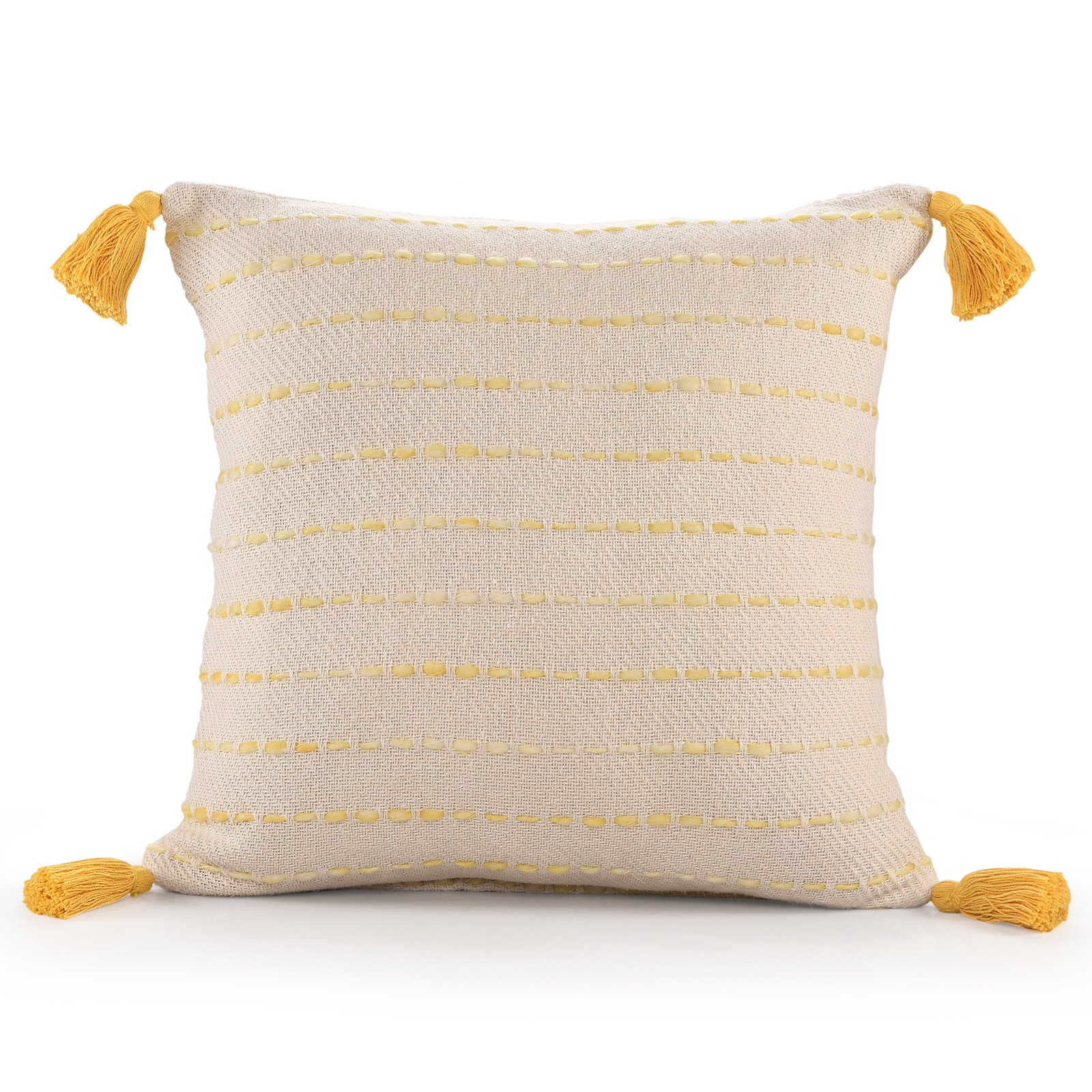 Hainsly Striped Cotton Throw Pillow, Gold Yellow/Natural, Pillow Cover Only - No Insert