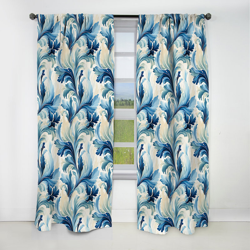 Bleu et blanc bord de mer Ikat Bliss - rideau Ikat - rideau occultant Ikat - 1 panneaux, L 52 po x L 95 po