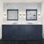 Ensemble de meuble-lavabo double avec plateau en marbre de Carrare et robinet-110912945