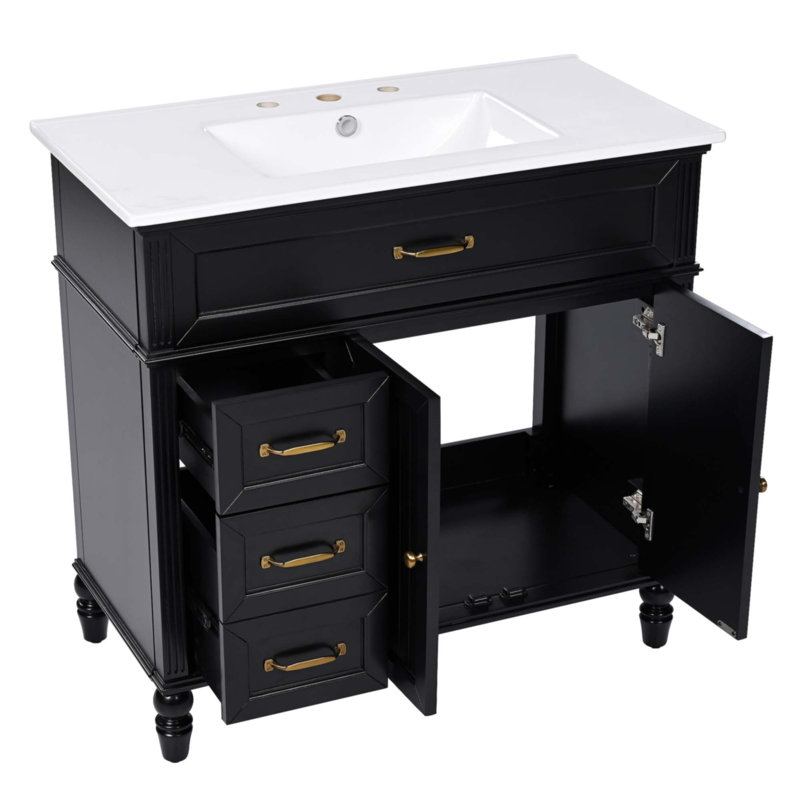 Meuble-lavabo 36 po avec lavabo, Noir