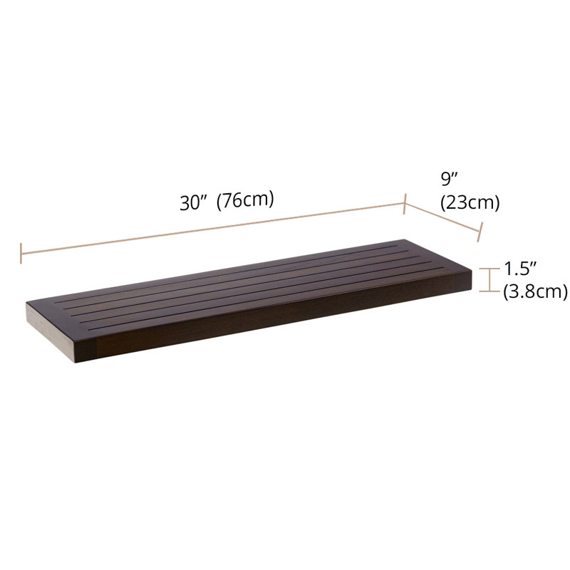 Tablette flottante en bois de teck Moa, H 1,5 po x l 30 po x P 9 po