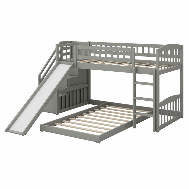 Lit superposé avec glissade et escalier de rangement : construction robuste et ambiance garantie pour des soirées pyjama réussies !