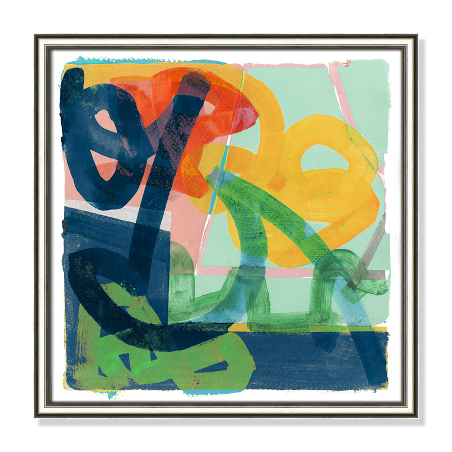 Dwyer "Link" Painting by Cartissi, 18.25" H x 18.25" W x 0.88" D, Silver Framed