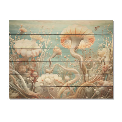 Balanophyllia S Secret Sanctuary - Coastal Coral Under Water Wood, art mural sur bois de pin naturel