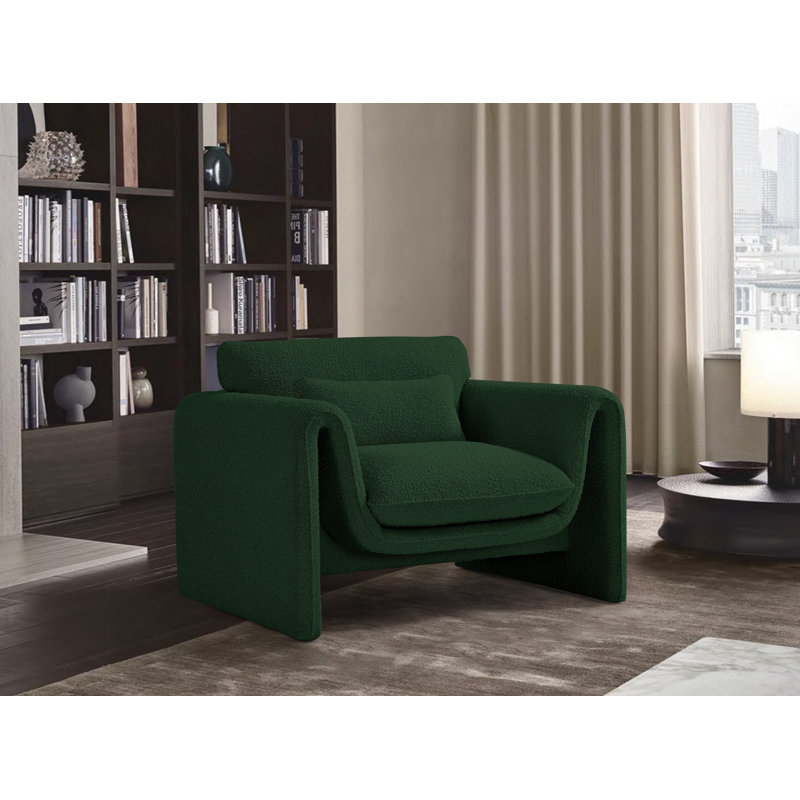 Chaise l 42 po, Tissu bouclé vert