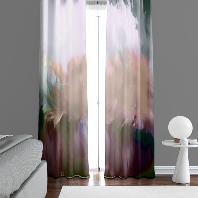 Paire de rideaux semi-transparents en polyester Dashawnda, L 40 po x L 52 po
