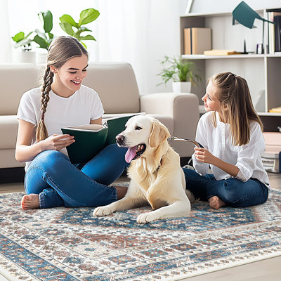 Malaika Machine-Washable Non-Slip Medallion Area Rug