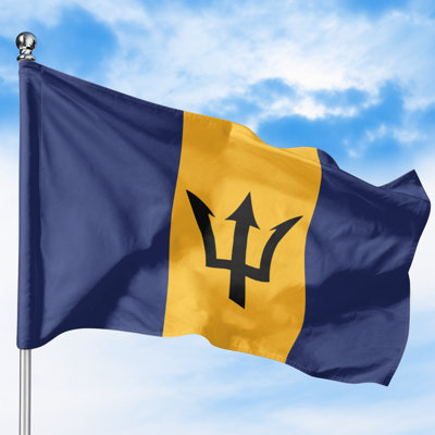 Barbados Outdoor Flag (2x3ft) by  - Durable, Fade-Resistant Polyester, Double-Stitched, Brass Grommets - HD Printed Caribbean Flag - Made in USA