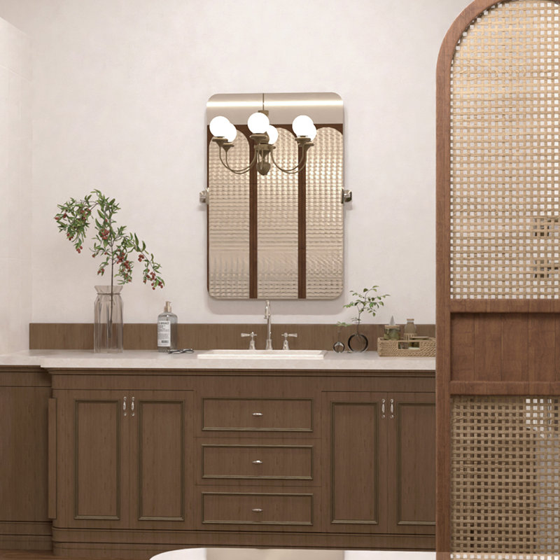 Tilt Wall Mount Bathroom Vanity Mirror, Silver, 36" x 24" 