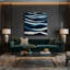 Art mural horizontal sur toile à rayures horizontales bleu foncé-1032381531
