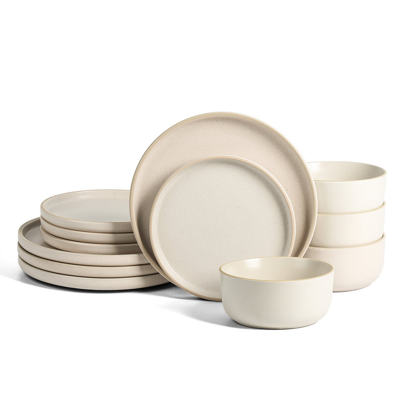 Service de table 12 pièces Earth & Clay Amber, Blanc