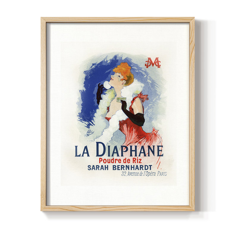 La diaphane, reproduction encadrée - bois massif, Naturel, H 11 po x l 9 po
