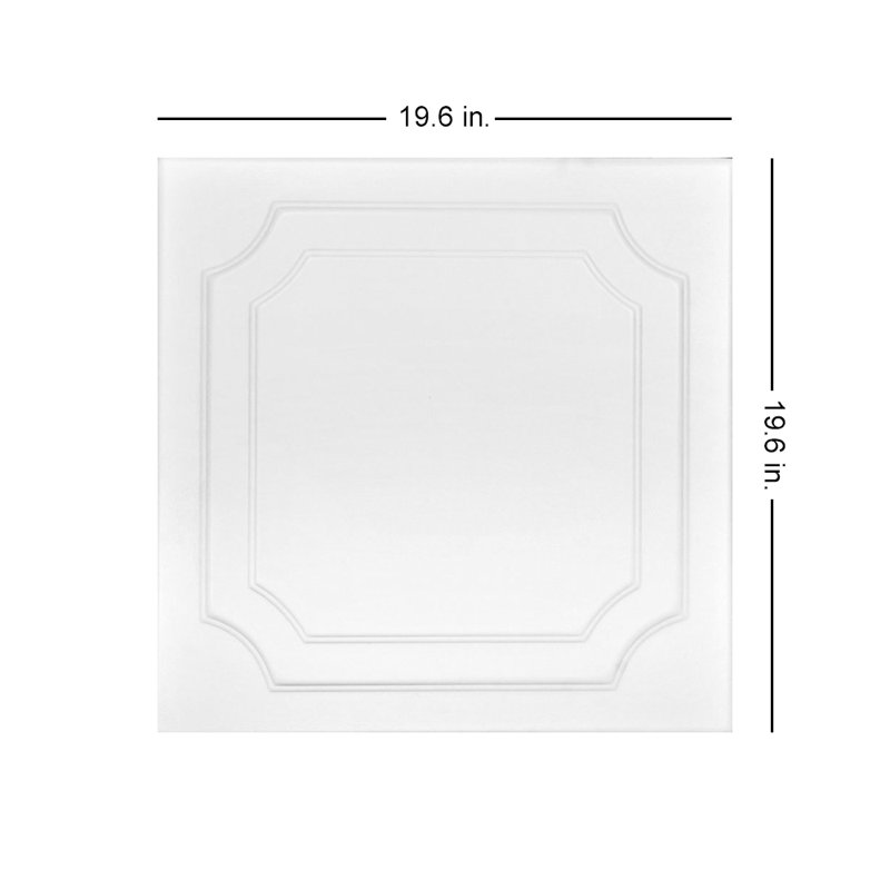 Carreau de plafond en polystyrène à coller 1,6 pi x 1,6 pi Virginia, Blanc ultra pur