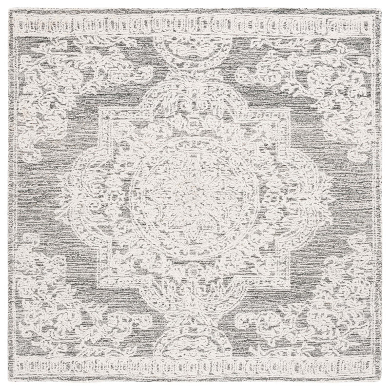 Jablon Abstract Hand Tufted Wool Oriental Rug, Square 6'