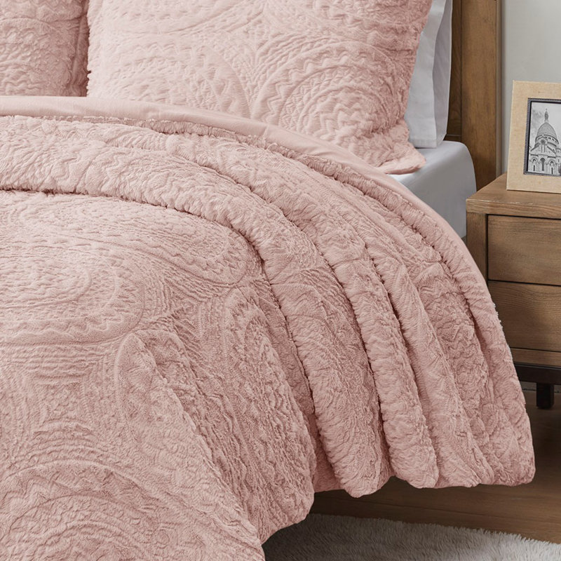Ensemble d'édredon en polyester , Édredon double / grand + 2 taies décoratives sta, Rosé
