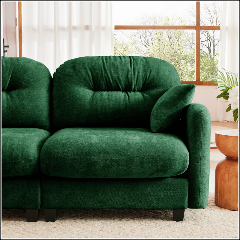 Tissu en chenille de canapé modulaire avec causeuse Cloud, dossier capitonné, conception ergonomique, mousse haute densité, installation facile, accoudoirs élégants, base en bois, convient aux salons