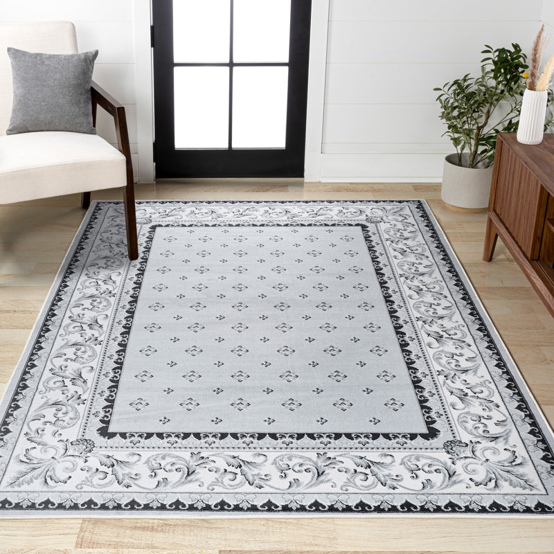 Tapis gris clair / crème Justice, Rectangle 7 pi 8 po x 10 pi