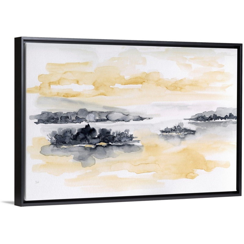 Whispering Wind I - reproduction d'art sur toile, Cadre flottant noir, H 17,7 po x l 25,7 po x P 1,75 po