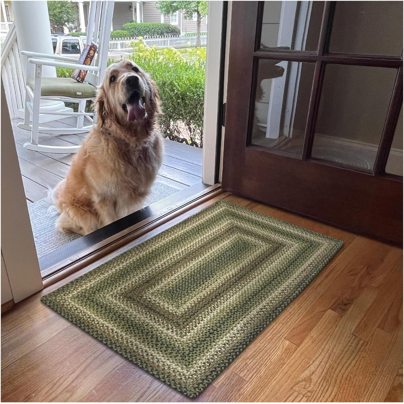 Tapis vert primitif réversible en jute tressé sans perte de poils Damiesha, Rectangle 1 pi 8 po x 2 pi 6 po