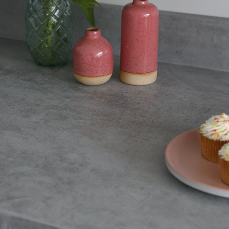 Lathan 67.5cm x 2m Stone Self-adhesive Vinyl Wrap for Doors and Worktops, Concrete Grey