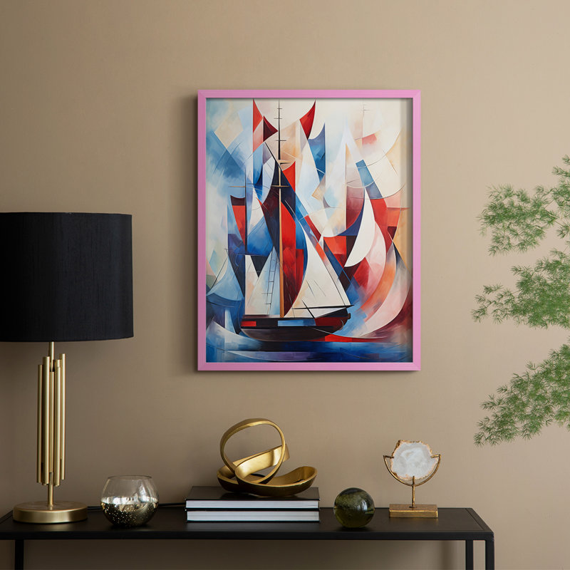 NAUTICAL Series CD III, reproduction encadrée - bois massif, Rose, H 21 po x l 17 po