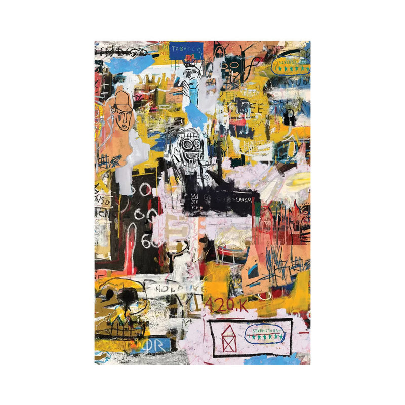 «Basquiat World» par PinkPankPunk - impression d'art graphique, H 12 po x l 8 po x P 0,75 po, Toile tendue, Sans cadre