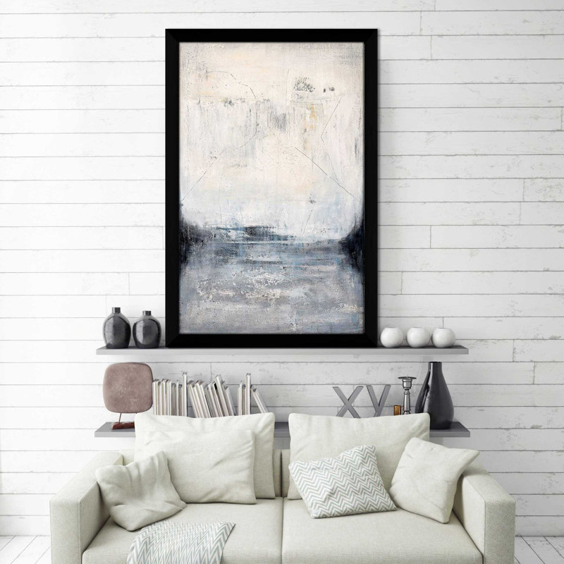 À travers la brume par - Peinture, Cadre noir, H 27,5 po x l 21,5 po x P 0,75 po