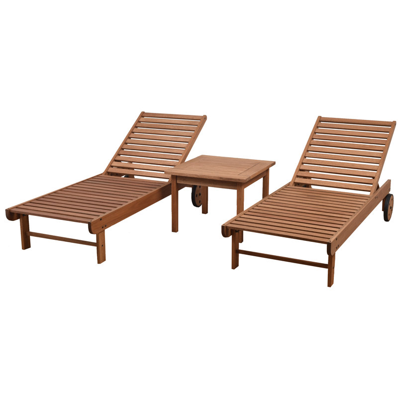 Ensemble de chaises longues inclinables 71 po avec table Marsily