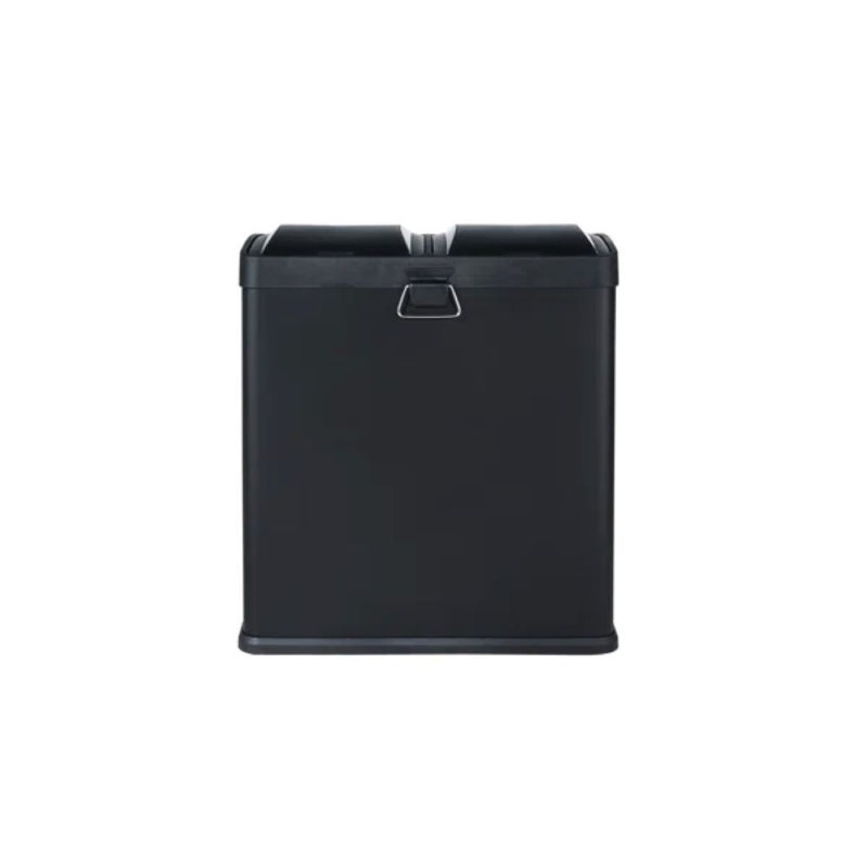 Stainless Steel 2-Compartment Trash Can, Black