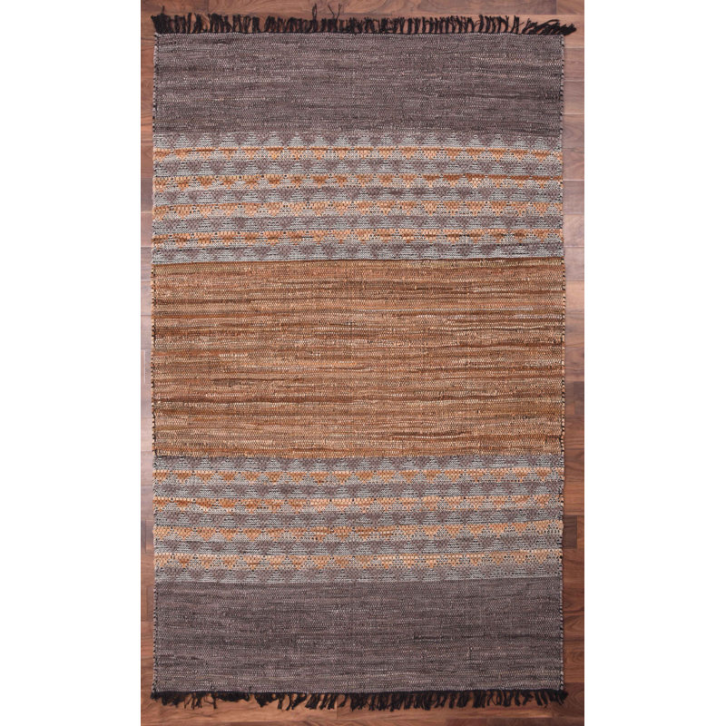 Encarnacion Leather Geometric Indoor Rug, Rectangle 3' x 5'