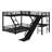 L-Shaped Bunk Bed With Loft Bed, Metal Triple Bunk Bed With Slide And USB Ports-1181498470