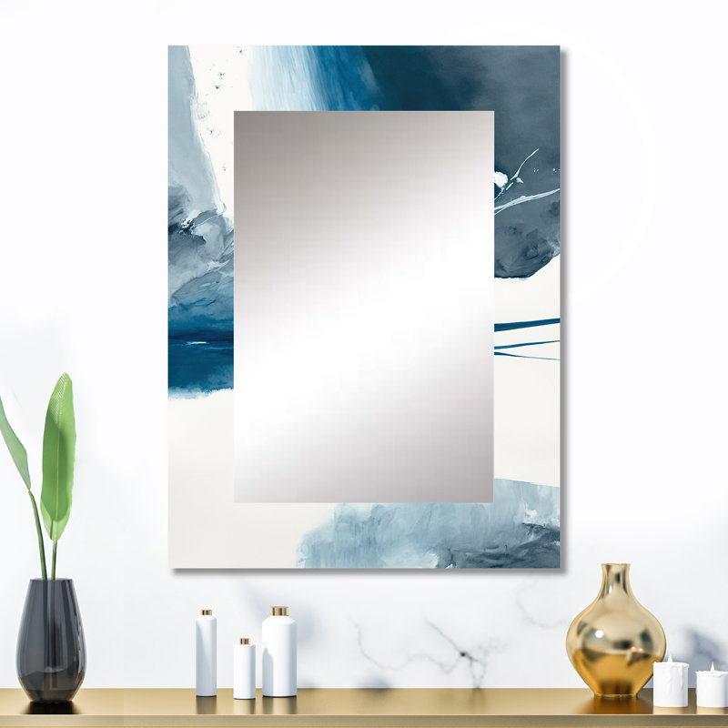 Imperial Blue Solitude I - miroir à encre liquide, miroir mural décoratif moderne, impression d'art en métal, 32 po x 24 po