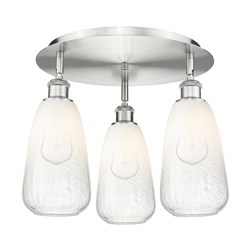 Ballston - Alleva - 3 Light Flush Mount, Satin Nickel, Opal