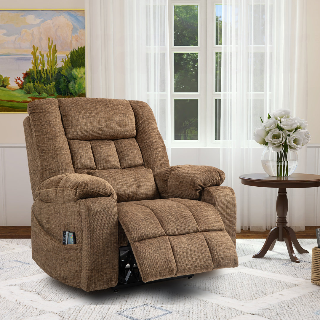 Muli 34.64"W High Back Recliner with Massage and Heat, Dual Motor, Lay Flat Latitude Run® Upholstery 
