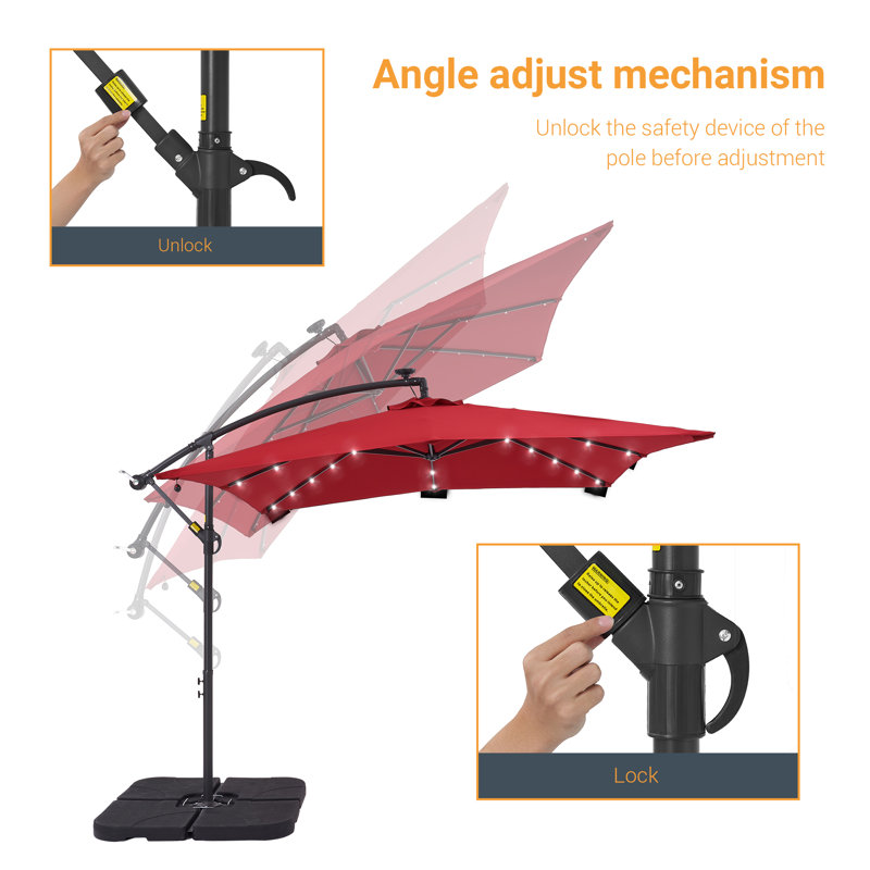 Parasol en porte-à-faux 98,4 po Dannii-Leigh, Rouge
