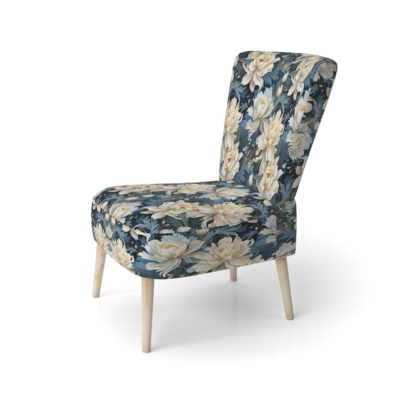 Chaise d'appoint rembourrée blanc et bleu