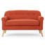 Charmant en tissu orange, subtilement roulé, capitonné, pieds en bouleau brun, l 28,93 po x l 48,54 po x H 30,47 po, éblouissant orange, avec des accoudoirs subtils et un revêtement en tissu, assemblage pour la chambre à coucher ou