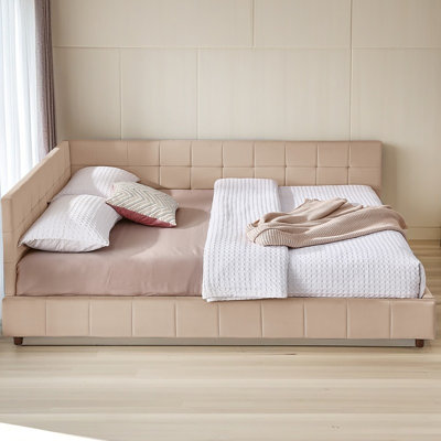 Cadre de lit tapissier grand capitonné, cadre de canapé-lit avec dossier confortable et accoudoirs, lit grand pour chambre à coucher, salon, velours