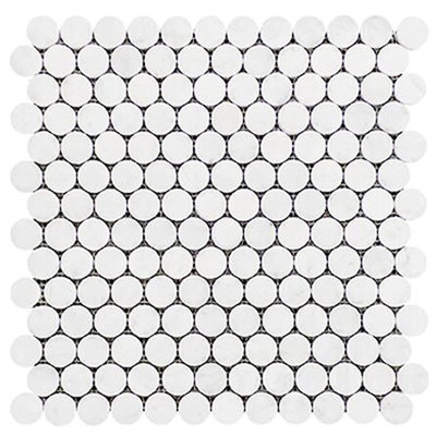 Penny Round 0.75 in. x 0.75 in. Honed Marble Tile