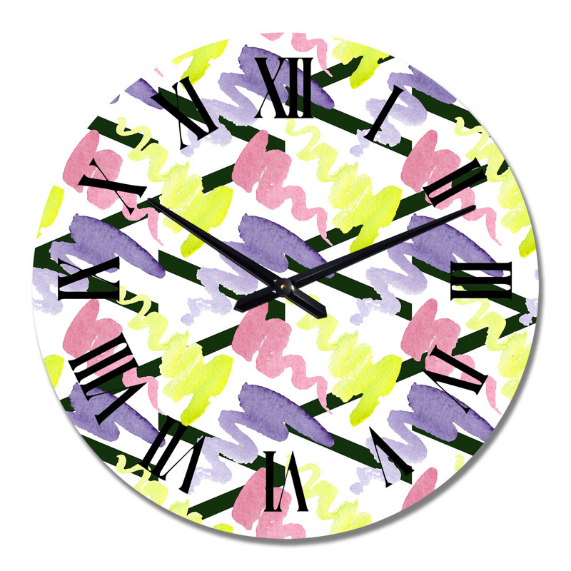 Horloge murale à motif zigzag jaune, Moyen