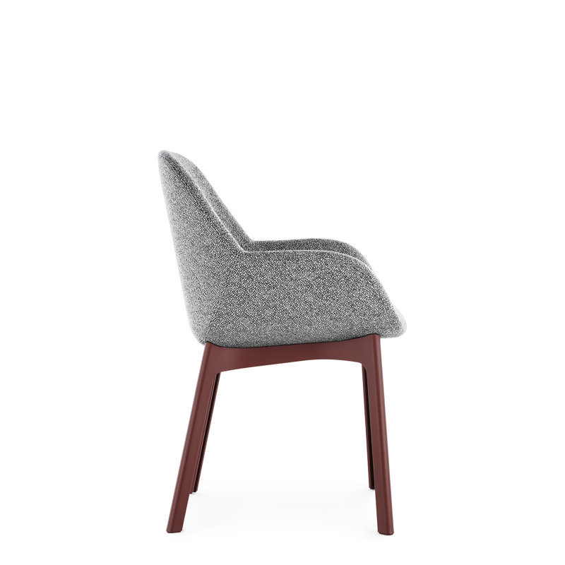 Clap Upholstered Arm Chair, White, Burgundy